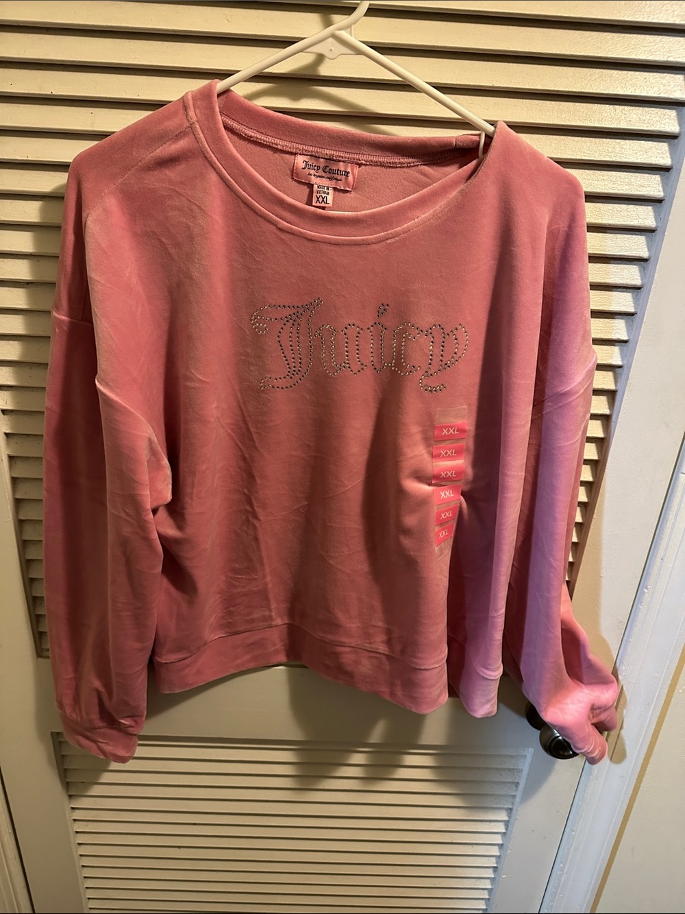 Juicy Couture Pink Rhinestone Logo Crewneck Sweatshirt